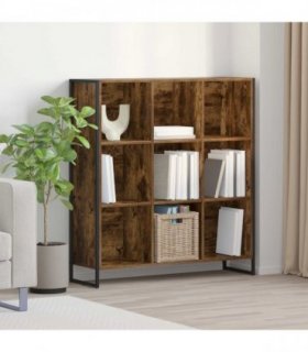 vidaXL Book Cabinet Smoke Oak 99.5 x 30 x 108.5 cm Engineered Wood