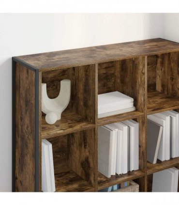 vidaXL Book Cabinet Smoke Oak 99.5 x 30 x 108.5 cm Engineered Wood