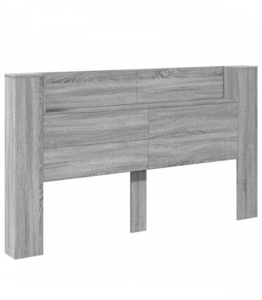 vidaXL Headboard Cabinet with LED Grey Sonoma 180 x 16.5 x 103.5 cm