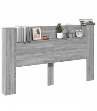 vidaXL Headboard Cabinet with LED Grey Sonoma 180 x 16.5 x 103.5 cm