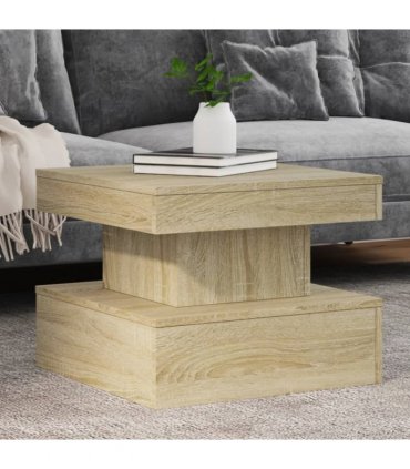 vidaXL Coffee Table with LED Lights Sonoma Oak 50x50x40 cm
