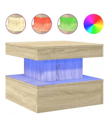 vidaXL Coffee Table with LED Lights Sonoma Oak 50x50x40 cm