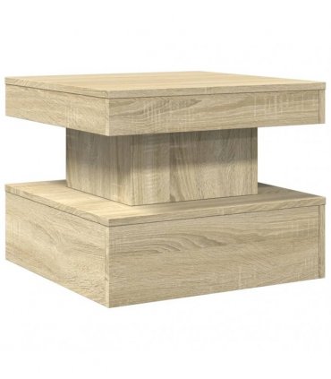 vidaXL Coffee Table with LED Lights Sonoma Oak 50x50x40 cm
