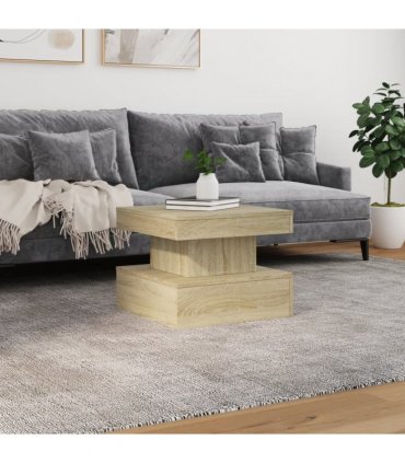 vidaXL Coffee Table with LED Lights Sonoma Oak 50x50x40 cm