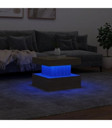vidaXL Coffee Table with LED Lights Sonoma Oak 50x50x40 cm