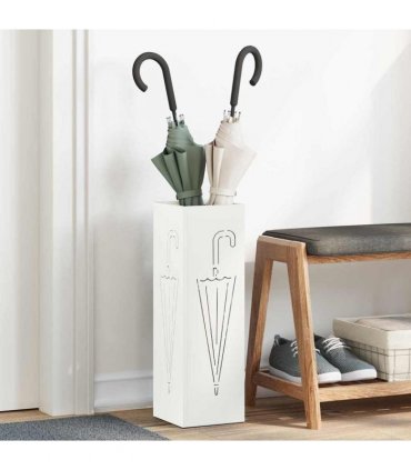 vidaXL Rain Umbrella Stand White 15.5 x 15.5 x 49 cm Steel