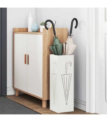 vidaXL Rain Umbrella Stand White 15.5 x 15.5 x 49 cm Steel