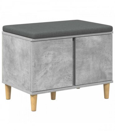 vidaXL Hall Bench with Cushion with Door Concrete Grey 60 x 38 x 46 cm