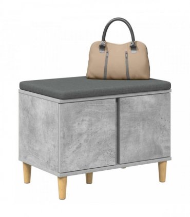 vidaXL Hall Bench with Cushion with Door Concrete Grey 60 x 38 x 46 cm