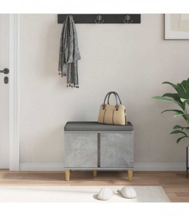 vidaXL Hall Bench with Cushion with Door Concrete Grey 60 x 38 x 46 cm