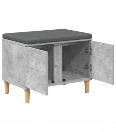 vidaXL Hall Bench with Cushion with Door Concrete Grey 60 x 38 x 46 cm