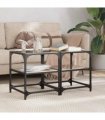 vidaXL Coffee Tables with Black Glass Top 2 pcs 40x40x45 cm Steel