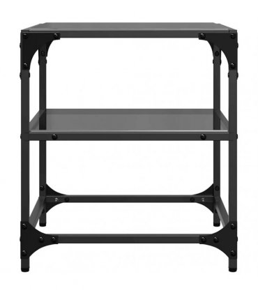 vidaXL Coffee Tables with Black Glass Top 2 pcs 40x40x45 cm Steel