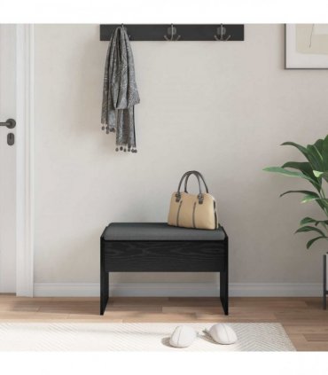 vidaXL Hall Bench with Cushion Black Oak 63 x 38 x 40 cm