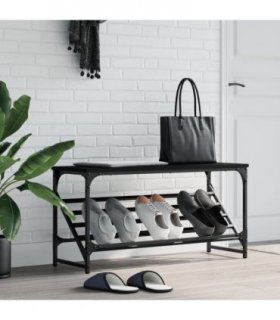 vidaXL Shoe Rack Black 90x30x45 cm Engineered Wood