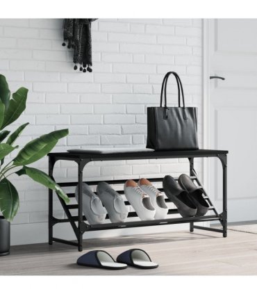 vidaXL Shoe Rack Black 90x30x45 cm Engineered Wood