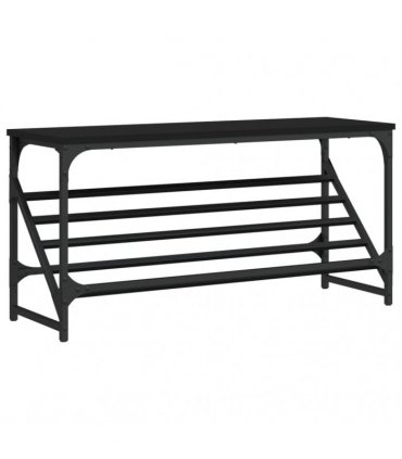 vidaXL Shoe Rack Black 90x30x45 cm Engineered Wood