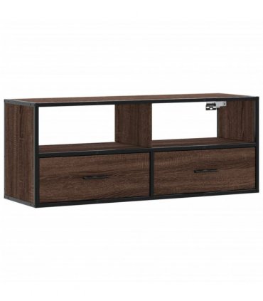 vidaXL TV Cabinet Brown Oak 100x31x39.5 cm Engineered Wood and Metal