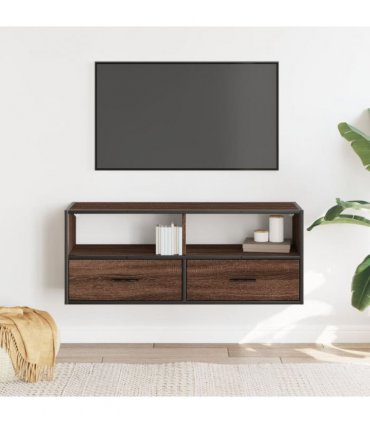 vidaXL TV Cabinet Brown Oak 100x31x39.5 cm Engineered Wood and Metal