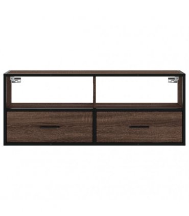 vidaXL TV Cabinet Brown Oak 100x31x39.5 cm Engineered Wood and Metal