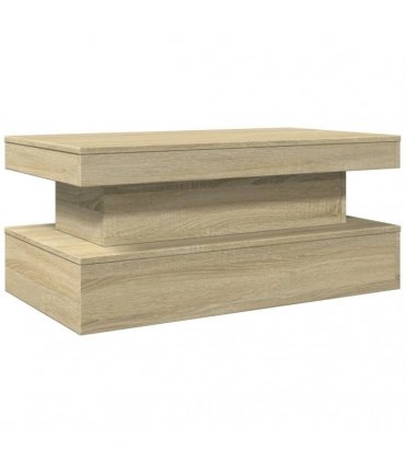 vidaXL Coffee Table with LED Lights Sonoma Oak 90x50x40 cm