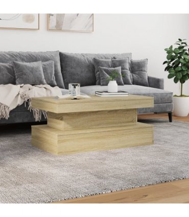 vidaXL Coffee Table with LED Lights Sonoma Oak 90x50x40 cm