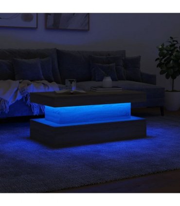 vidaXL Coffee Table with LED Lights Sonoma Oak 90x50x40 cm