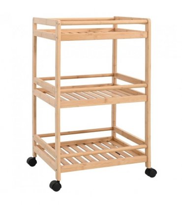 vidaXL Kitchen Trolley with Wheels Natural 46 x 38 x 76 cm Bamboo