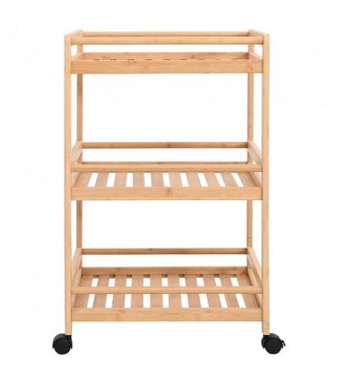 vidaXL Kitchen Trolley with Wheels Natural 46 x 38 x 76 cm Bamboo