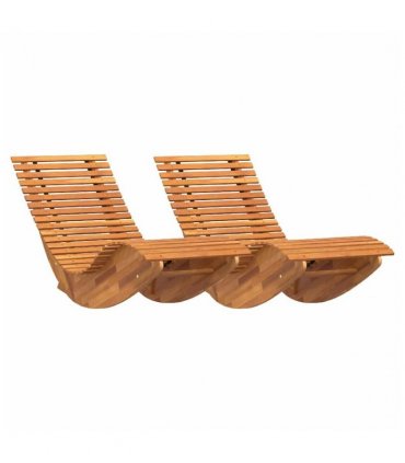 vidaXL Lounger 2-person 2 pcs Brown 154 x 60 x 74 cm Solid Acacia Wood