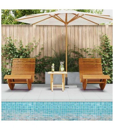 vidaXL Lounger 2-person 2 pcs Brown 154 x 60 x 74 cm Solid Acacia Wood