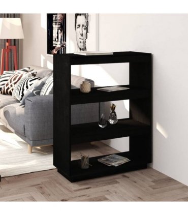 vidaXL Book Cabinet/Room Divider Black 80x35x103 cm Solid Pinewood