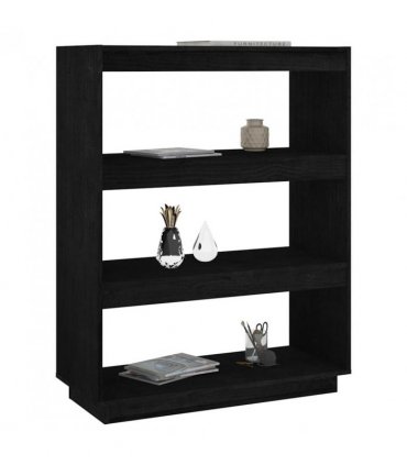 vidaXL Book Cabinet/Room Divider Black 80x35x103 cm Solid Pinewood