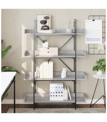 vidaXL Bookcase 4-Tier Grey Sonoma 100x33x145.5 cm Engineered Wood