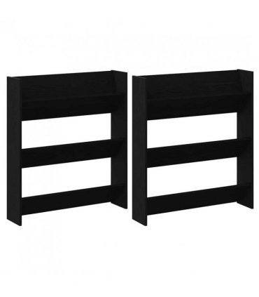 vidaXL Shoe Cabinet 2 pcs Black Oak 86 x 18 x 90 cm Engineered Wood
