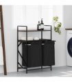 vidaXL Laundry Basket 2 Compartments with Shelves Brown Oak