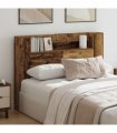 vidaXL Headboard Cabinet with LED Old Wood 140 x 16.5 x 103.5 cm