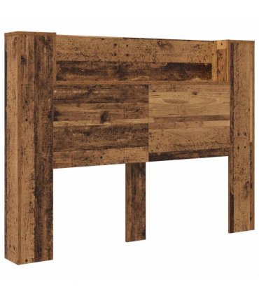 vidaXL Headboard Cabinet with LED Old Wood 140 x 16.5 x 103.5 cm