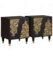 vidaXL Bedside Cabinet with Door 2 pcs Black 40 x 33 x 46 cm