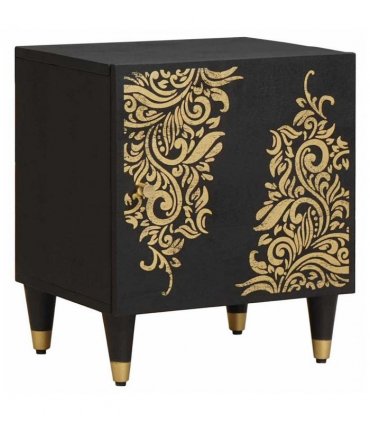 vidaXL Bedside Cabinet with Door 2 pcs Black 40 x 33 x 46 cm