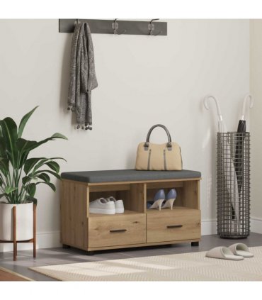 vidaXL Hall Bench with Cushion with Drawer Artisan Oak 80 x 38 x 46 cm