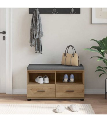 vidaXL Hall Bench with Cushion with Drawer Artisan Oak 80 x 38 x 46 cm