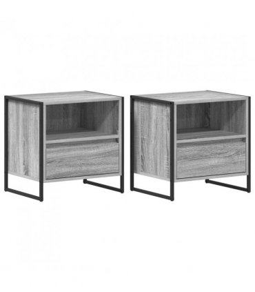 vidaXL Bedside Table with Drawer 2 pcs Grey Sonoma 50 x 39.5 x 50 cm