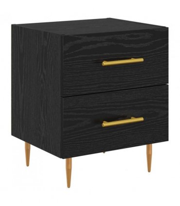 vidaXL Bedside Cabinet Black Oak 40 x 35 x 47.5 cm Engineered Wood