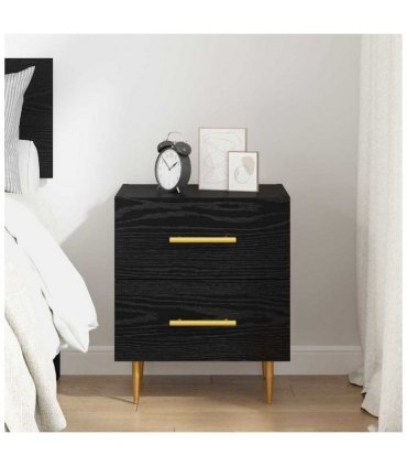 vidaXL Bedside Cabinet Black Oak 40 x 35 x 47.5 cm Engineered Wood