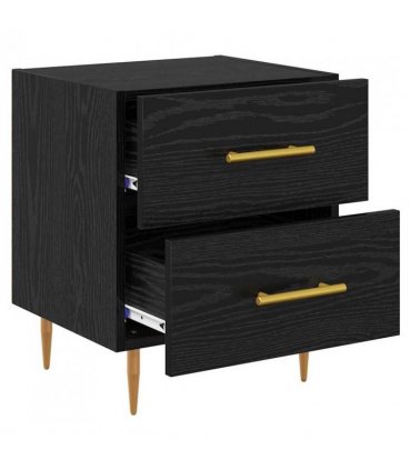 vidaXL Bedside Cabinet Black Oak 40 x 35 x 47.5 cm Engineered Wood