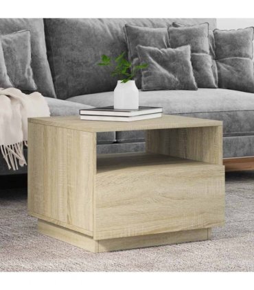 vidaXL Coffee Table with LED Lights Sonoma Oak 50x49x40 cm