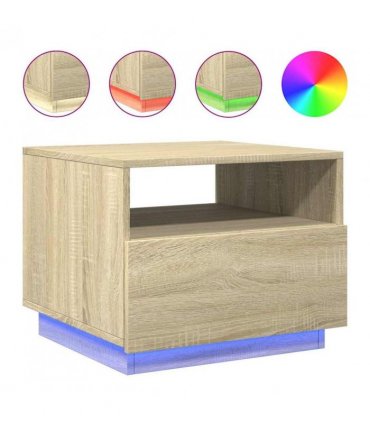 vidaXL Coffee Table with LED Lights Sonoma Oak 50x49x40 cm