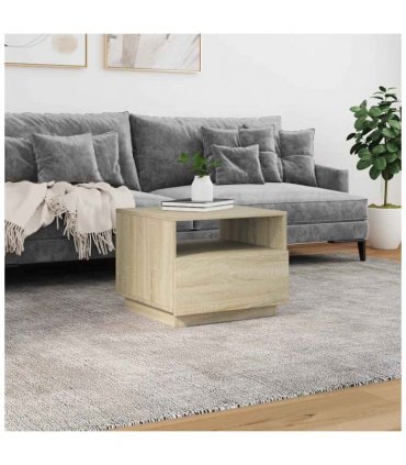 vidaXL Coffee Table with LED Lights Sonoma Oak 50x49x40 cm