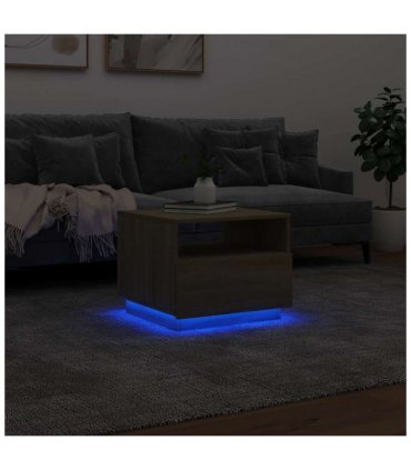 vidaXL Coffee Table with LED Lights Sonoma Oak 50x49x40 cm